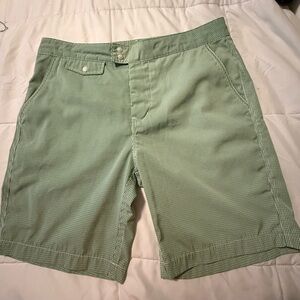 B.D. Baggie Men’s Nylon Green Checkered 8” Inseam Shorts Preppy